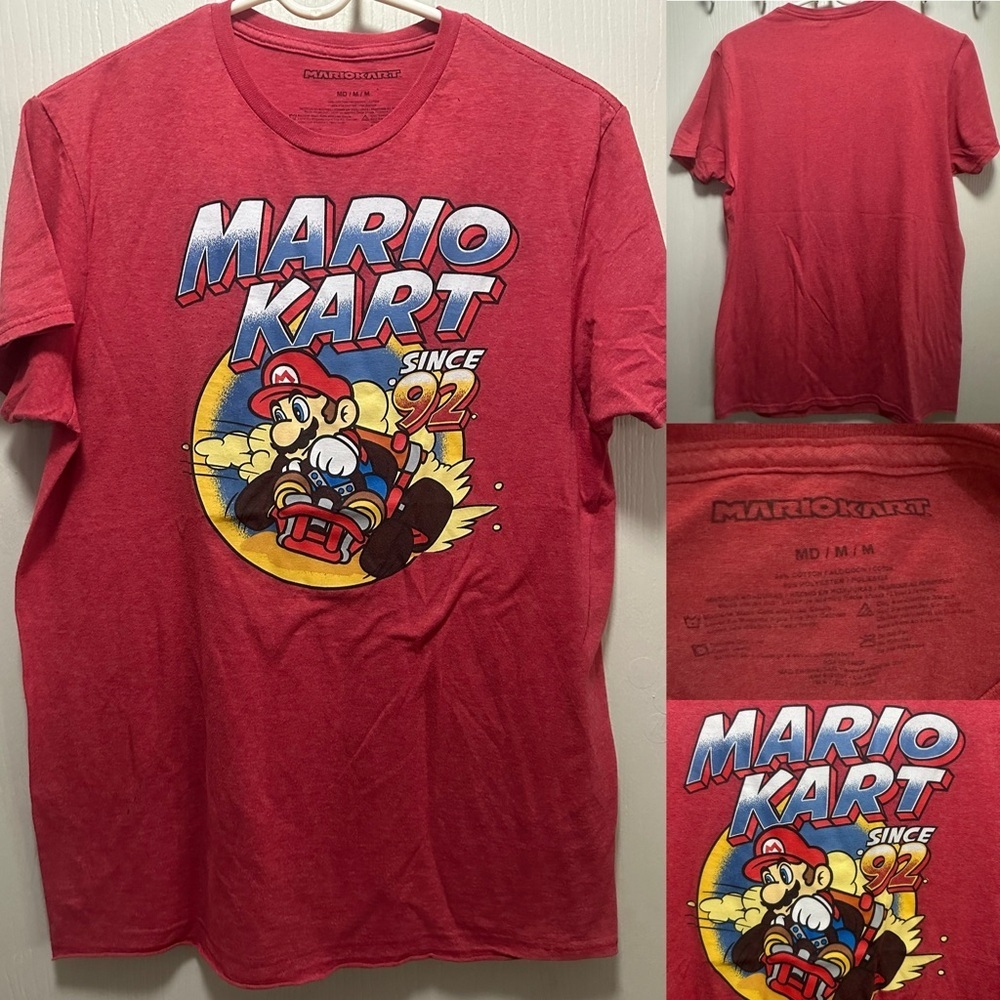 ✨🏁VINTAGE Nintendo Super Mario Kart Since 92" Retro Graphic Tee Men's M |Gamer🎁✨